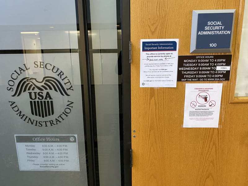 The door of a Social Security Administration field office